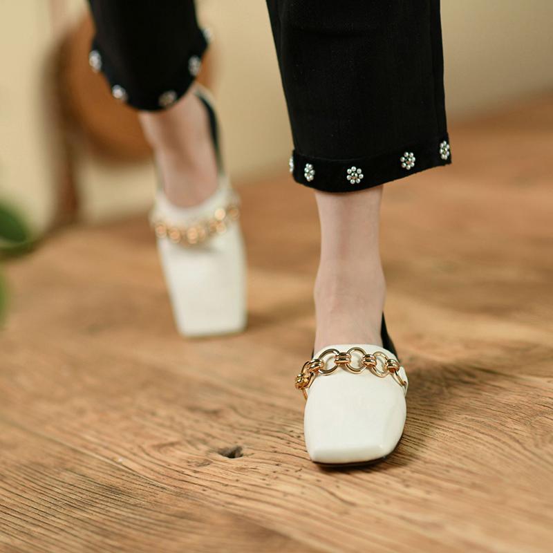 Opp France Women Square-toe Metal Loafers