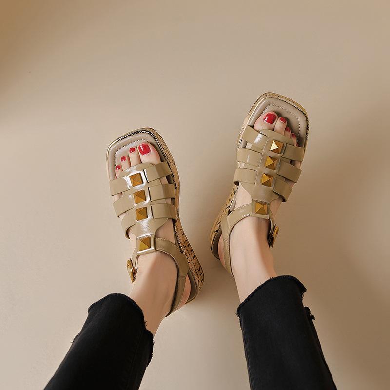 Opp France Women Square Toe Platform Sandals