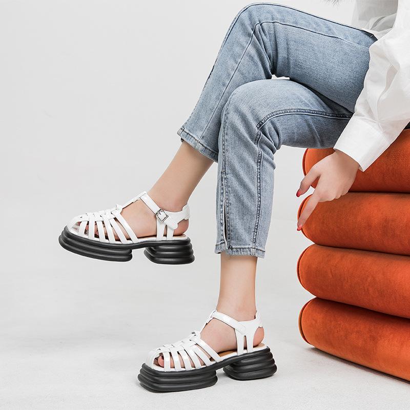 Opp France Women Square-toe Woven Cutout Sandals