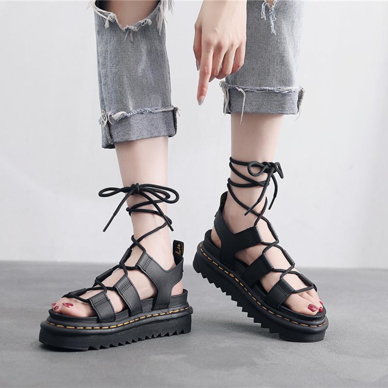 Opp France Women Strappy Platform Sandals Black