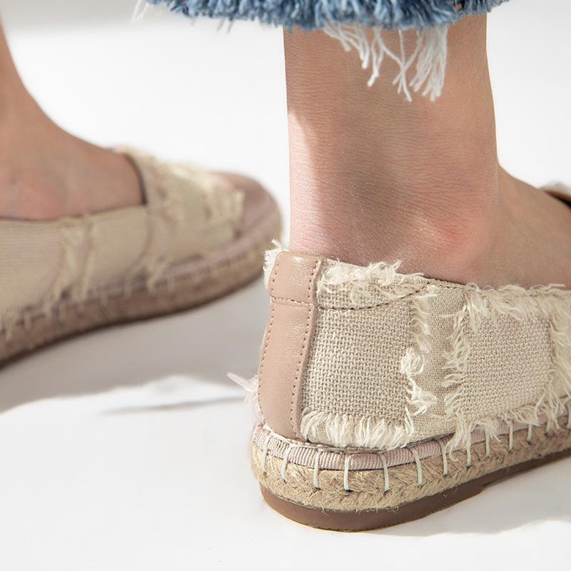 Opp France Women Straw Flat Fisherman Shoes