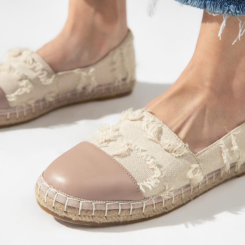 Opp France Women Straw Flat Fisherman Shoes