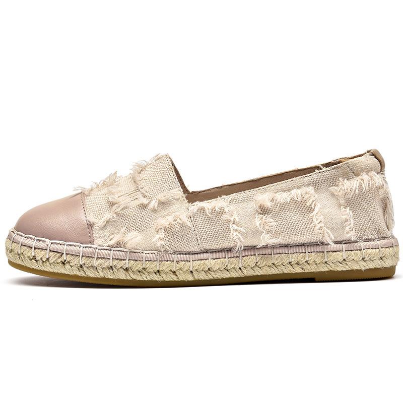 opp france Women Straw Flat Fisherman Shoes