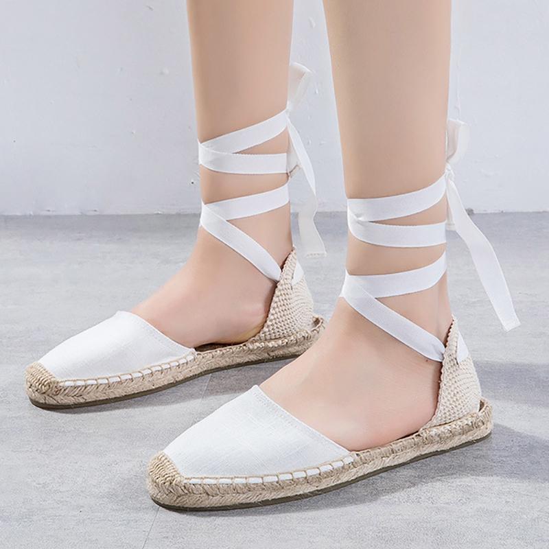 Opp France Women Straw Lace-up Fisherman Shoes