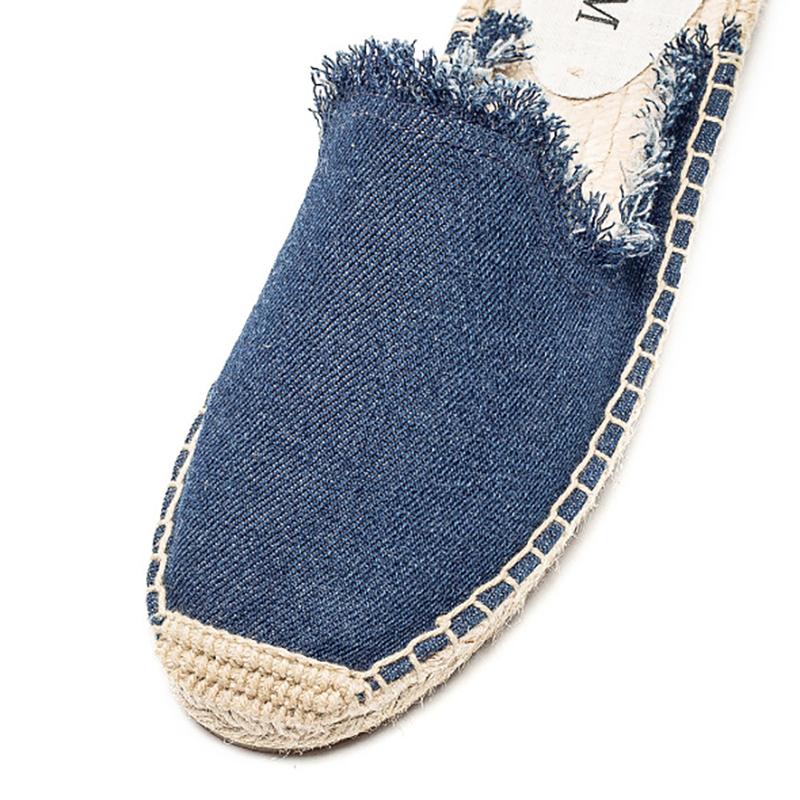 Opp France Women Straw Linen Fisherman Slippers