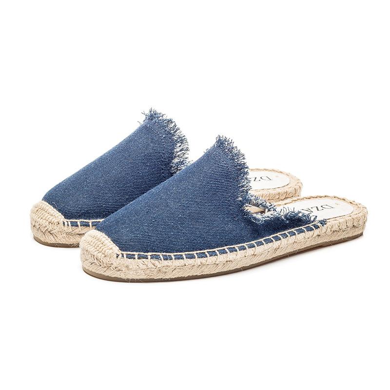 opp france Women Straw Linen Fisherman Slippers