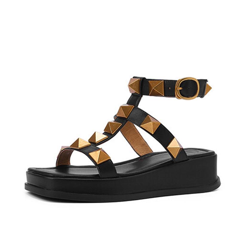 opp france Women Studded Roman Platform Sandals