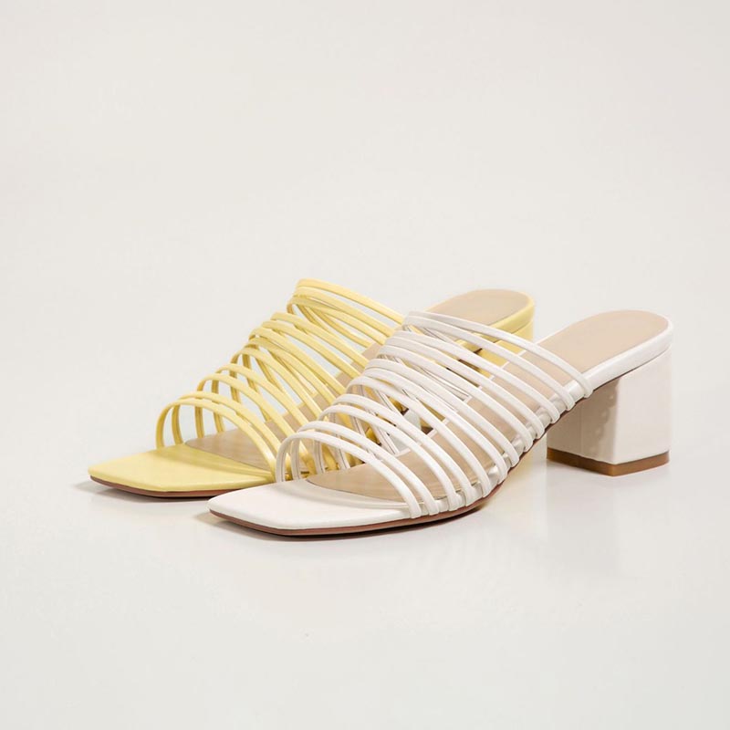 Opp France Women Thin Strap Chunky Heel Slippers