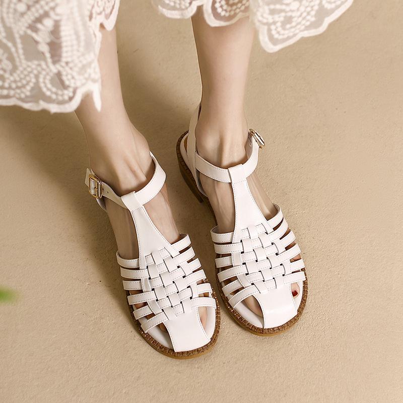 Opp France Women Vintage Woven Cutout Sandals