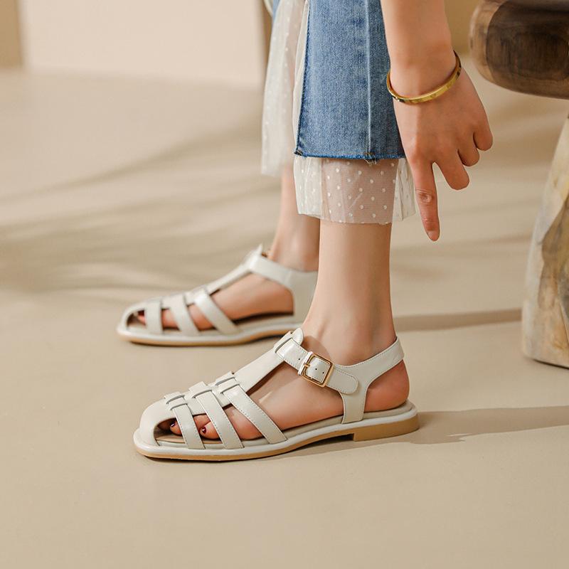 Opp France Women Vintage Wrap-toe Sandals