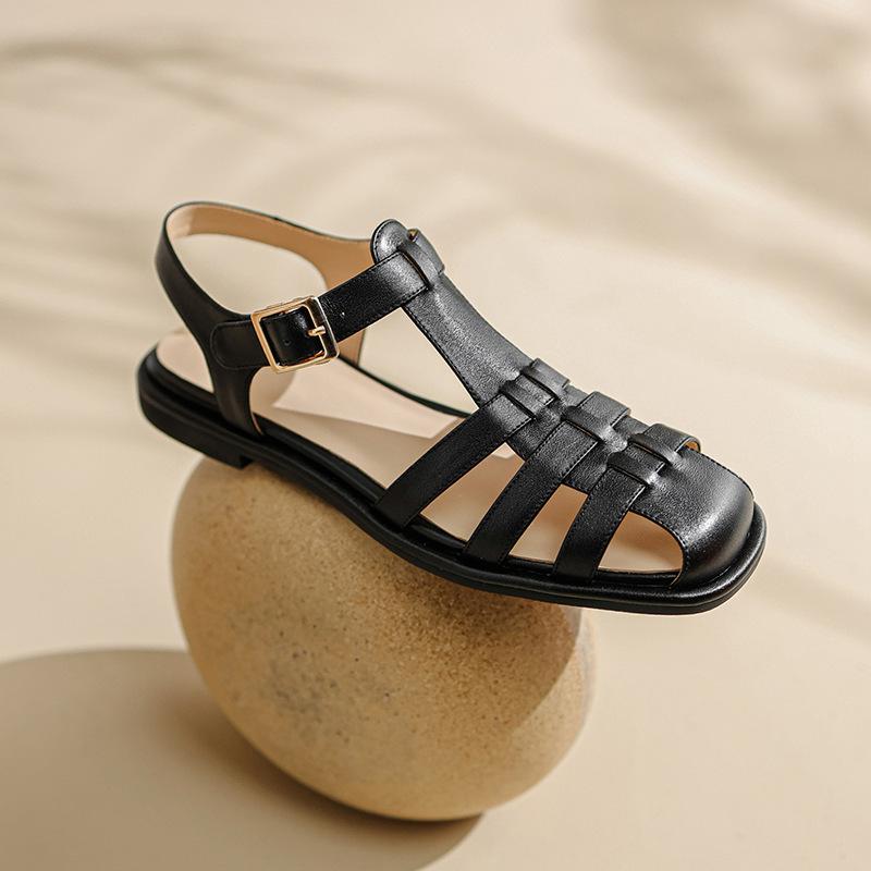 Opp France Women Vintage Wrap-toe Sandals