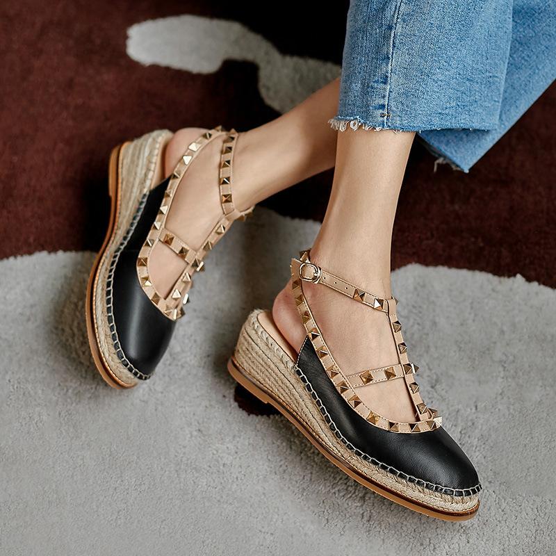 opp france Women Wedge Stud Fisherman Shoes