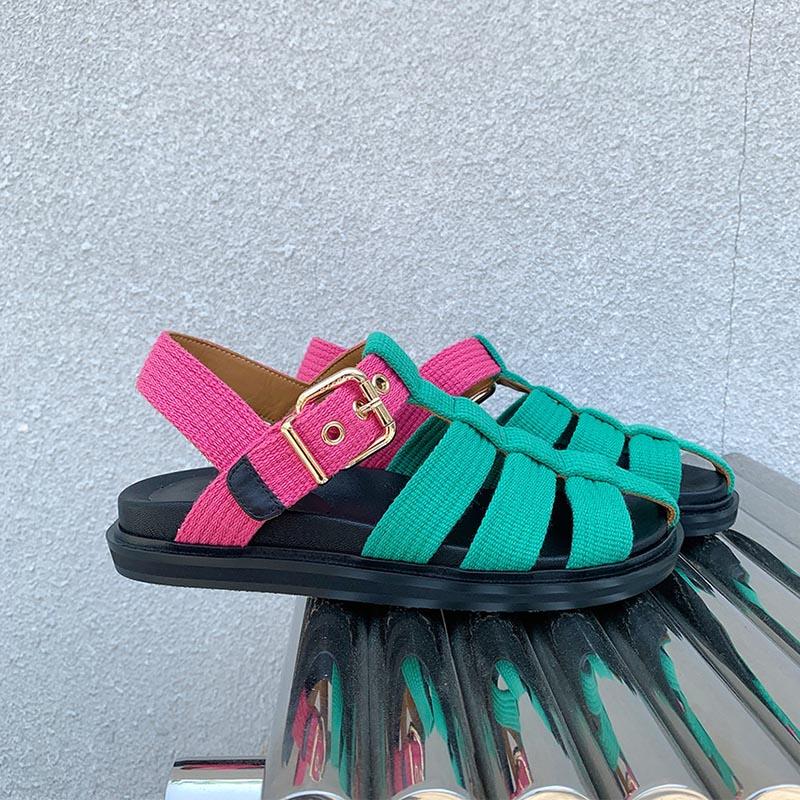 Opp France Women Woven Cutout Colorblock Sandals