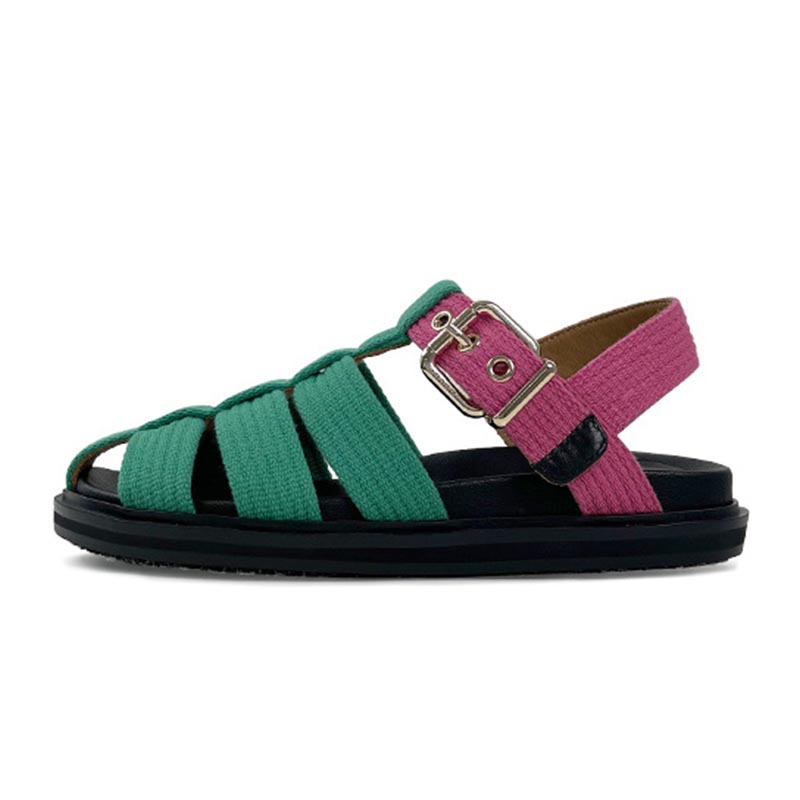 opp france Women Woven Cutout Colorblock Sandals