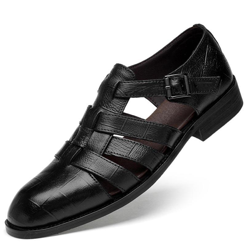 Opp France Wrapped Toe Buckle Cutout Sandals