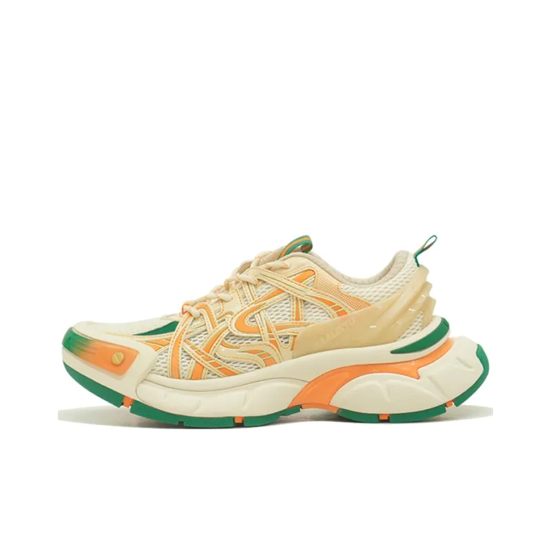 opp france Orange green thick-soled breathable sports shoes for men and women