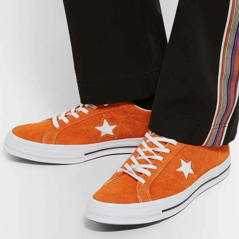 Opp France Orange Suede Lace-up Star Personality Unisex Casual Shoes
