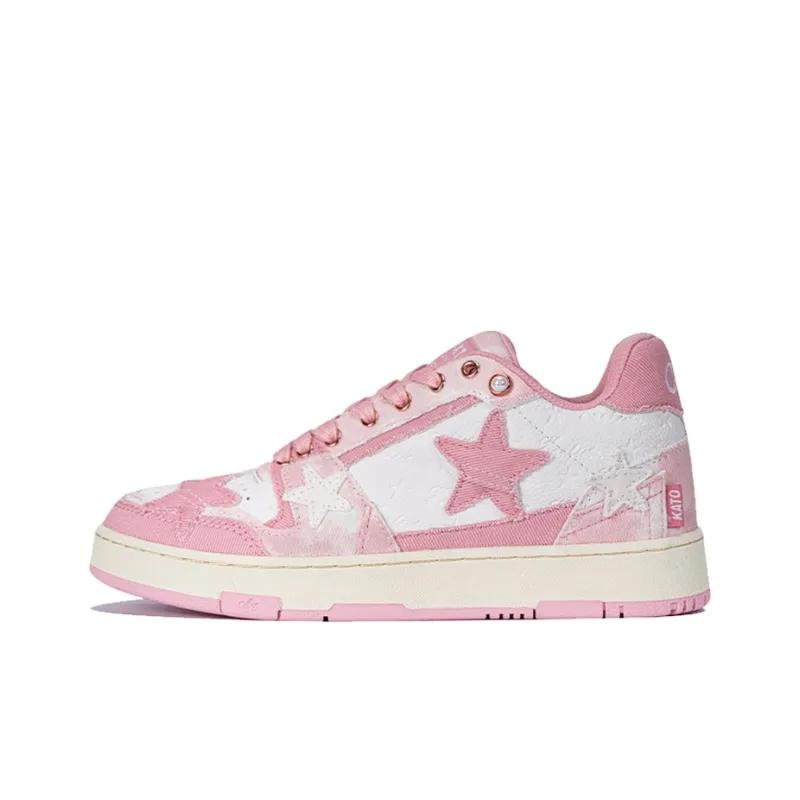 opp france Pink and white lace up trendy star casual shoes for both men and women