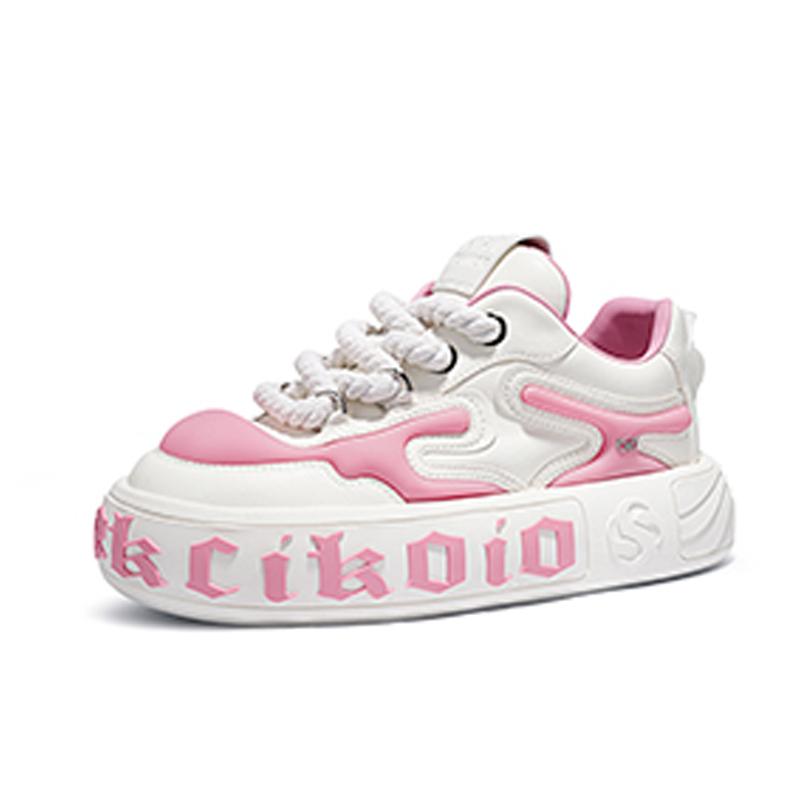 Opp France Pink Casual Shoes For Women Versatile High-end Niche Thick Soled Board Shoes