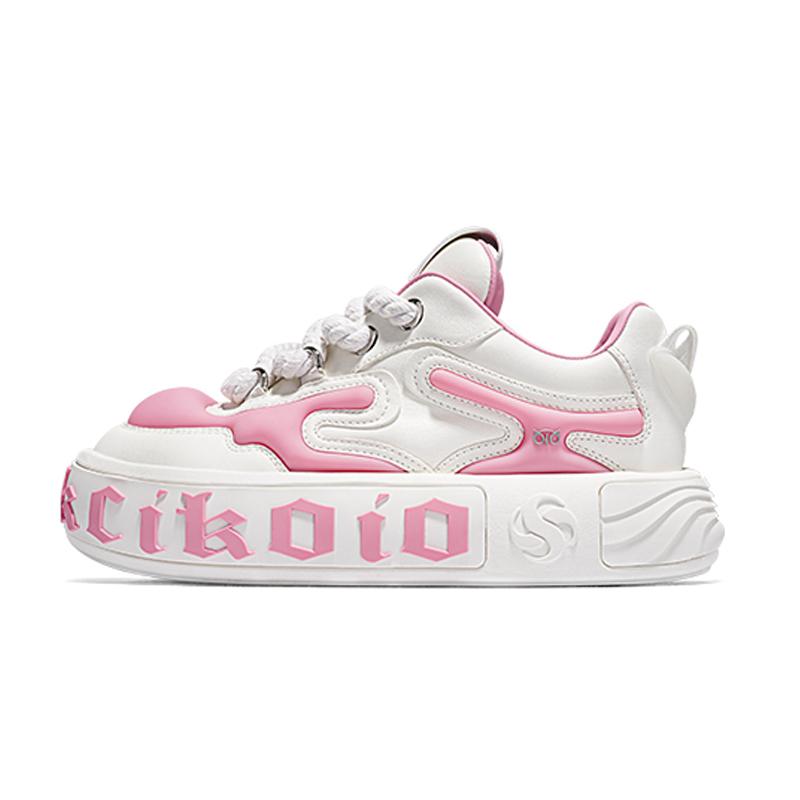 opp france Pink casual shoes for women versatile high-end niche thick soled board shoes