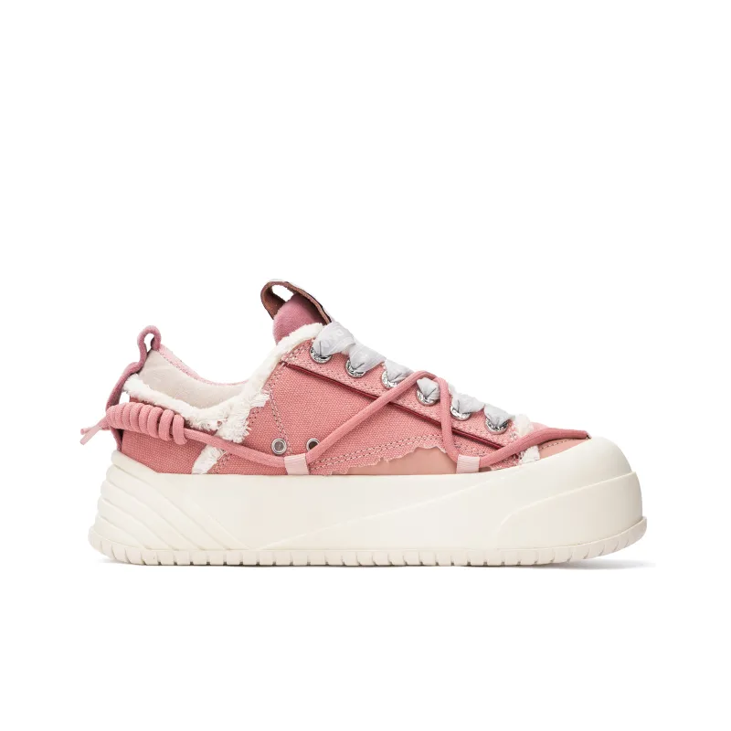 Opp France Pink Cherry Blossom Canvas Lace-up Trendy Unisex Casual Shoes