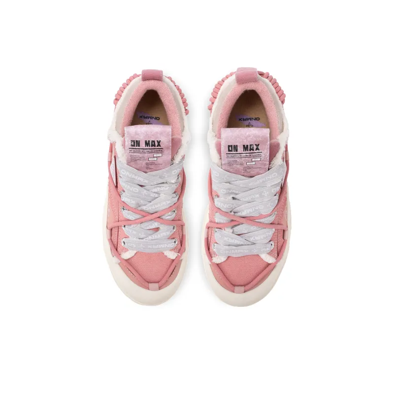 Opp France Pink Cherry Blossom Canvas Lace-up Trendy Unisex Casual Shoes