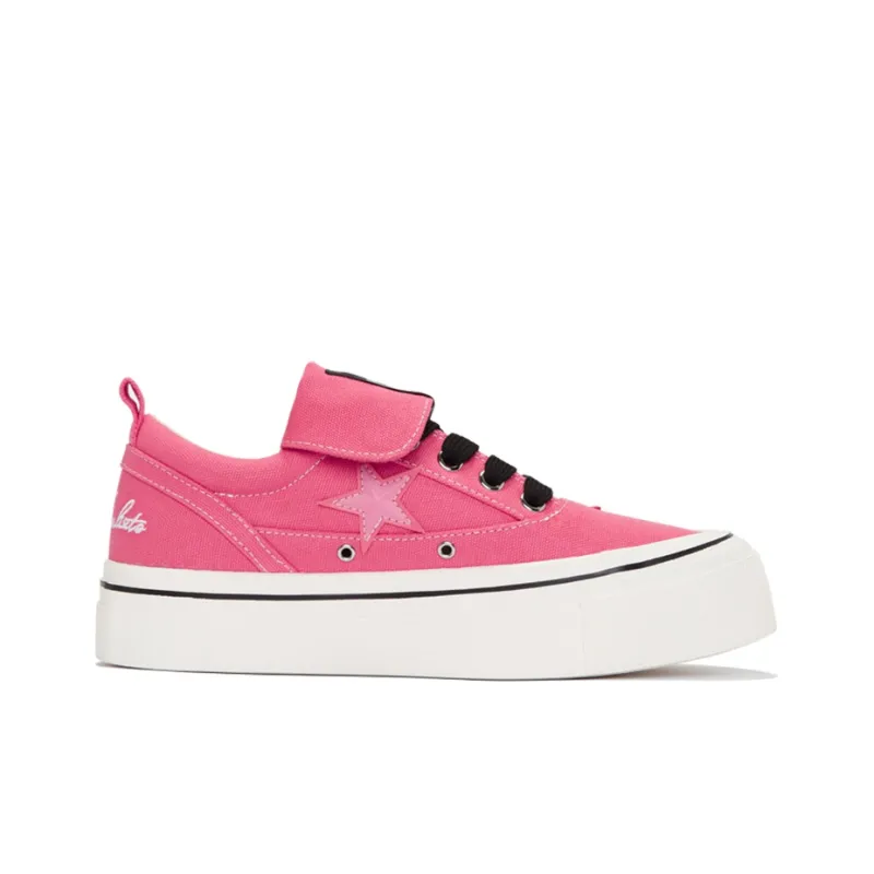 Opp France Pink Lace-Up Star Canvas Unisex Casual Shoes