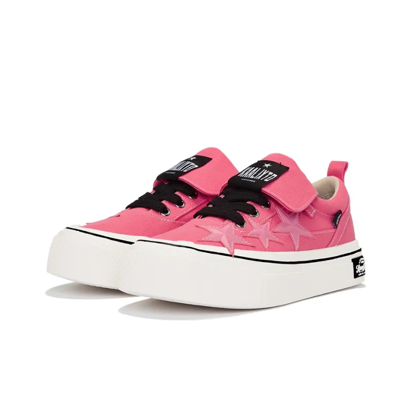 Opp France Pink Lace-Up Star Canvas Unisex Casual Shoes