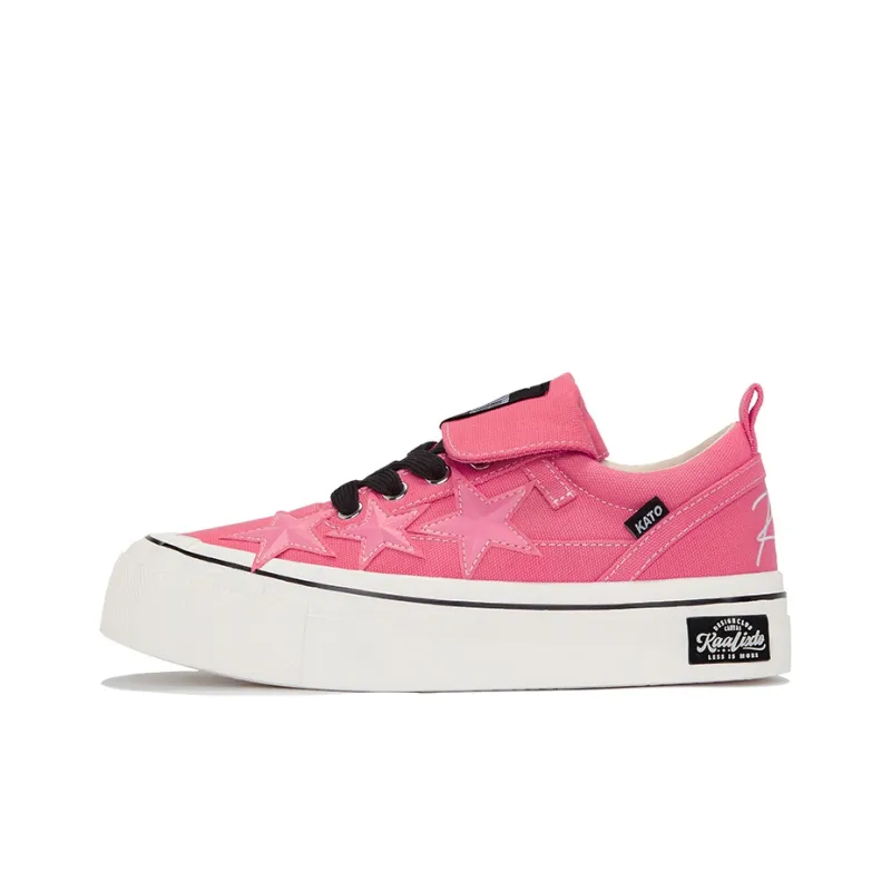 opp france Pink Lace-Up Star Canvas Unisex Casual Shoes