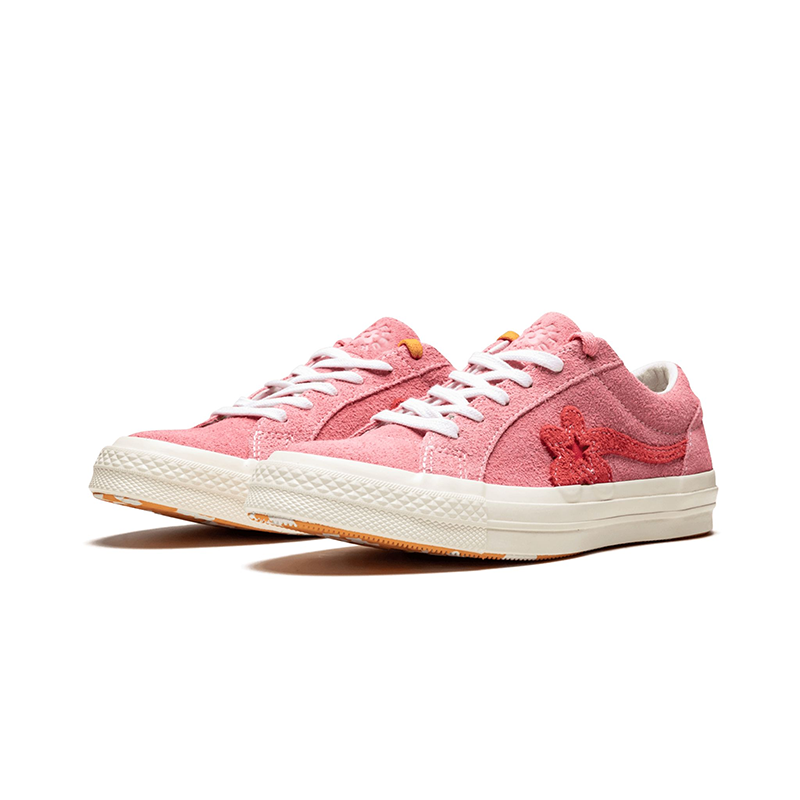 Opp France Pink Low-top Floral Suede Unisex Casual Shoes