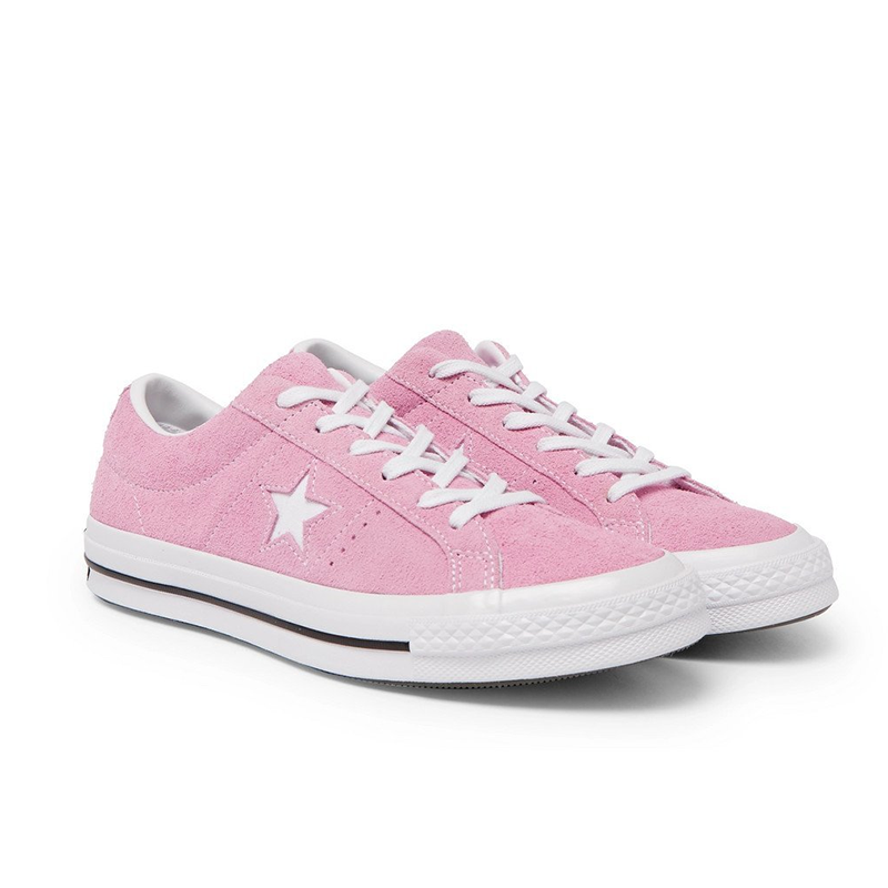 Opp France Pink Suede Lace-up Star Personality Unisex Casual Shoes