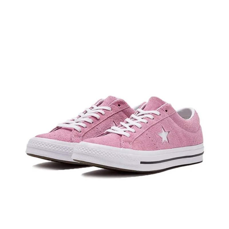 Opp France Pink Suede Lace-up Star Personality Unisex Casual Shoes