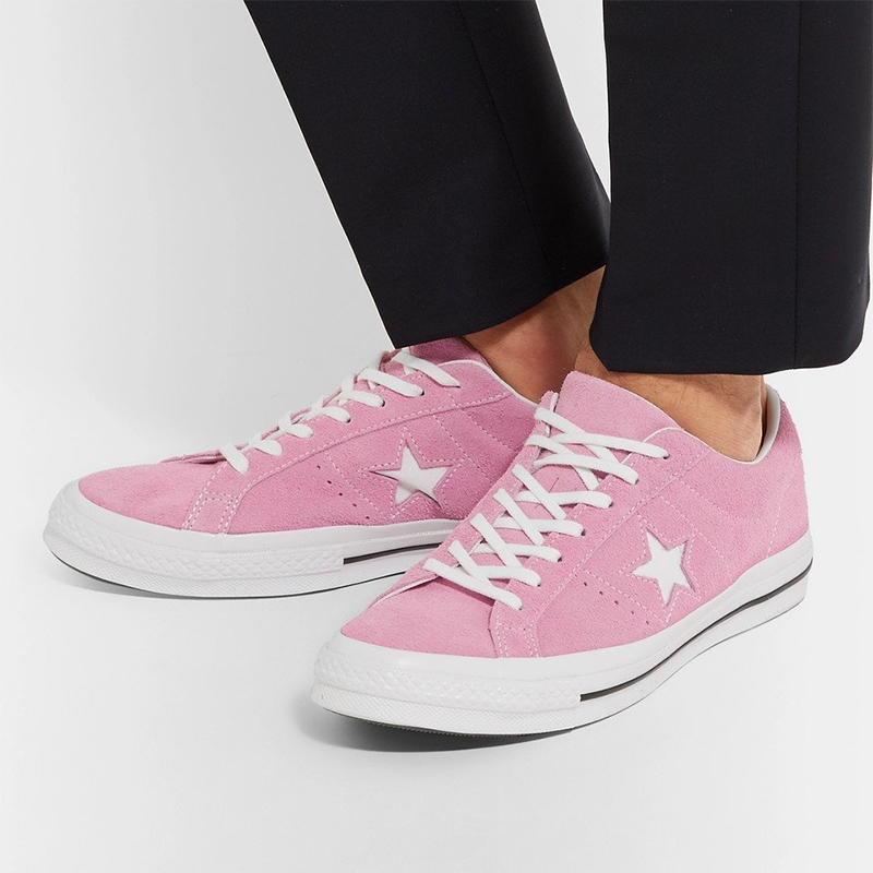 Opp France Pink Suede Lace-up Star Personality Unisex Casual Shoes