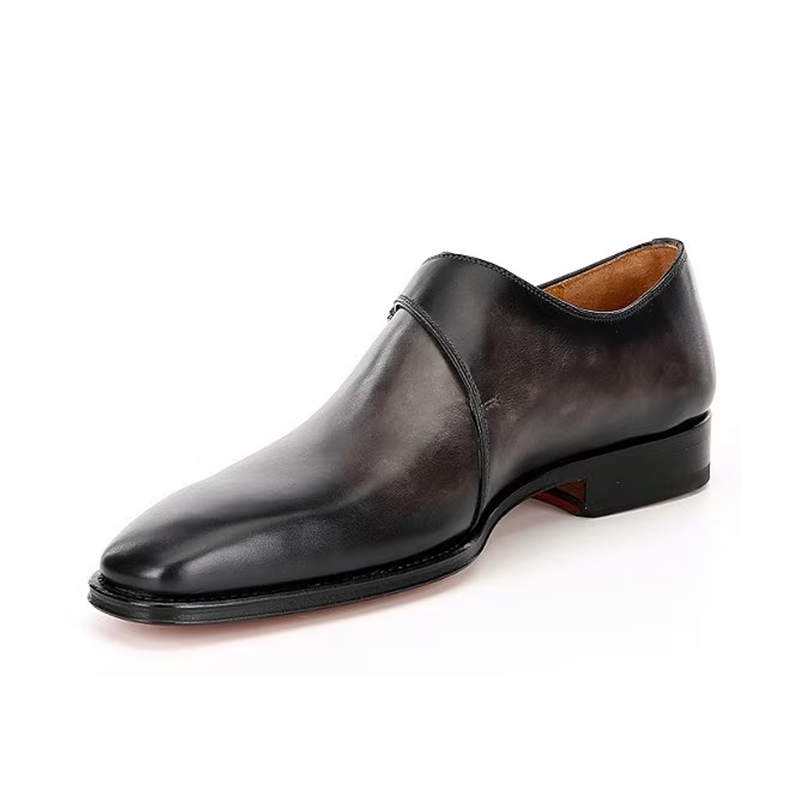 Opp France Pointed Toe Single Buckle Business Casual Men’s Leather Shoes Formal Shoes