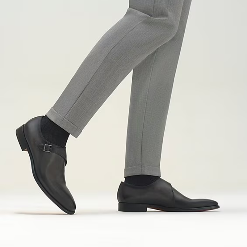 Opp France Pointed Toe Single Buckle Business Casual Men’s Leather Shoes Formal Shoes