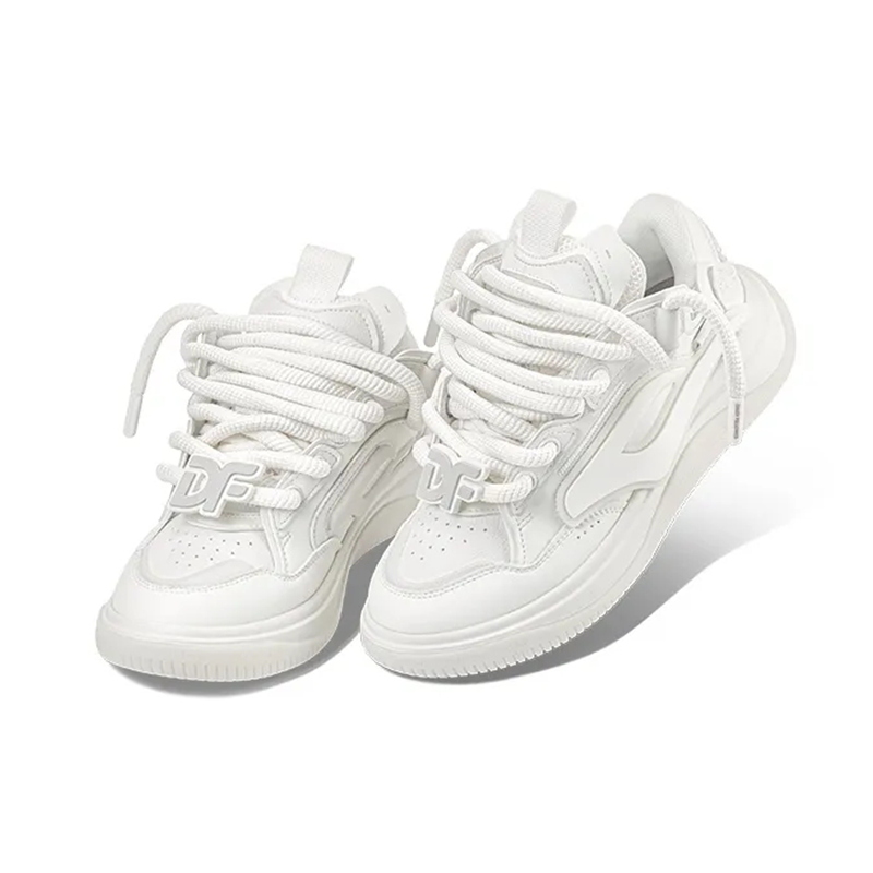 Opp France Pure White Thick Shoelaces Lightweight And Breathable Casual Shoes For Men And Women