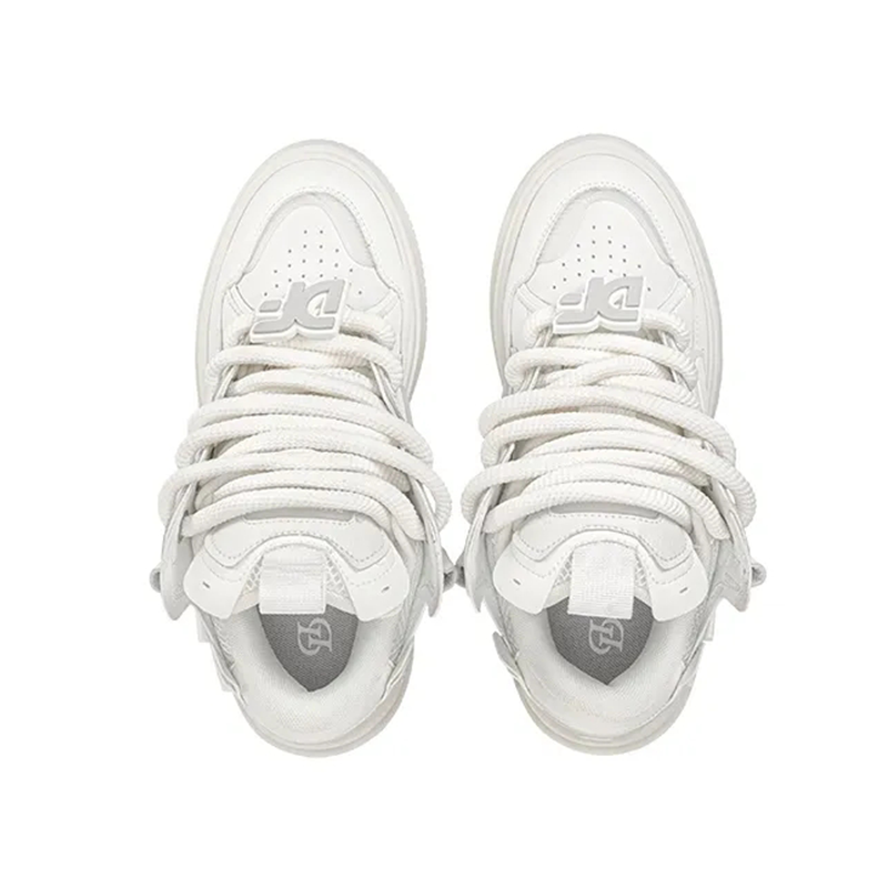 Opp France Pure White Thick Shoelaces Lightweight And Breathable Casual Shoes For Men And Women