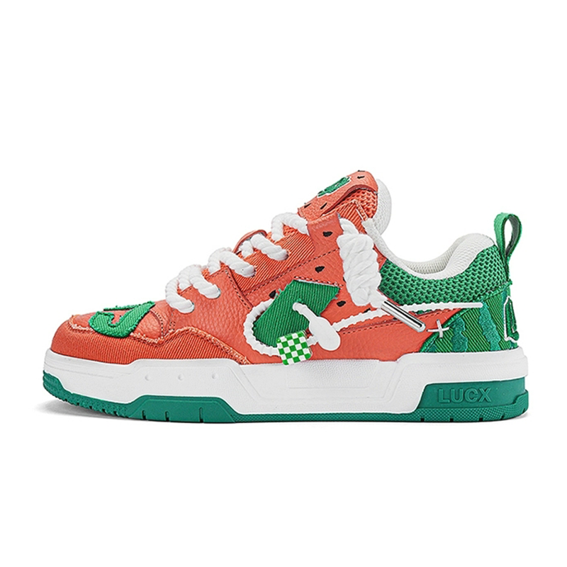 opp france Red and green retro lace up trendy unisex casual shoes board shoes