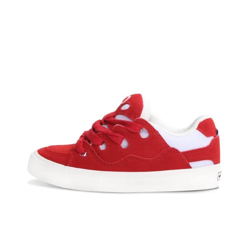 opp france Red and white retro trendy breathable unisex casual shoes