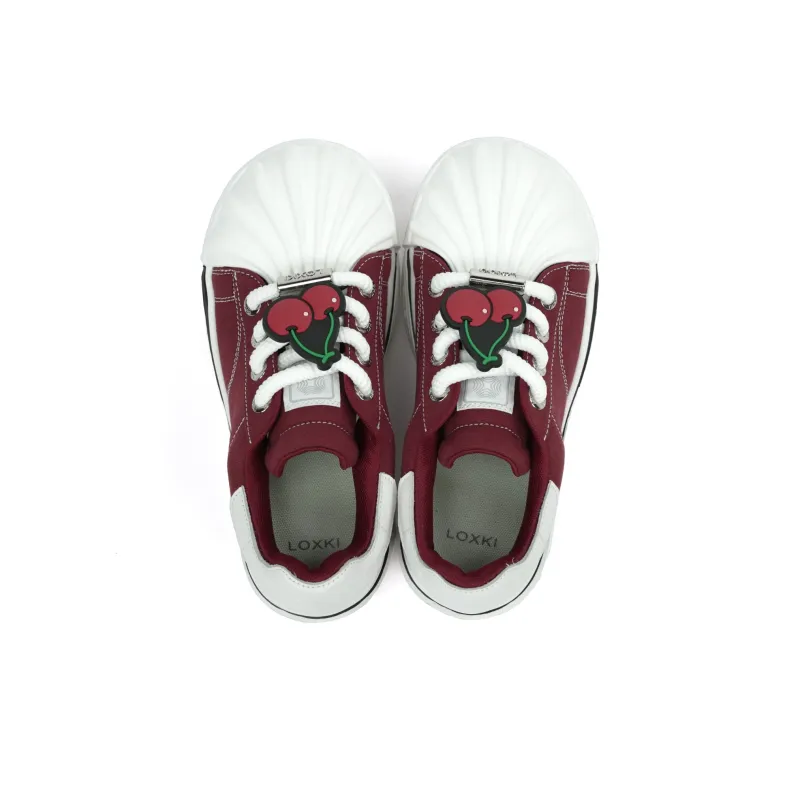 Opp France Red Height-enhancing Thick-soled Cherry-decorated Trendy Shell-toe Women’s Casual Shoes