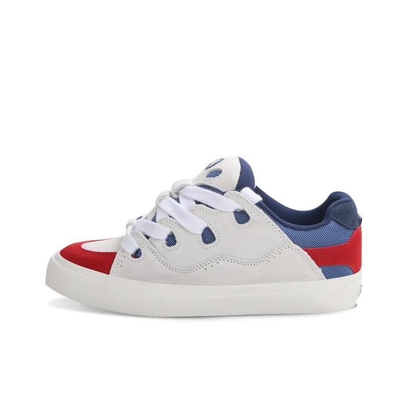 opp france Red white blue color blocked lace up trendy unisex casual shoes board shoes