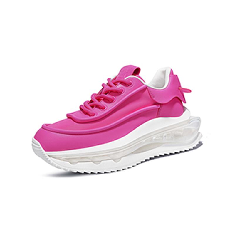 Opp France Rose Red All-match Height-enhancing Dad Shoes For Women Shock-absorbing Casual Shoes