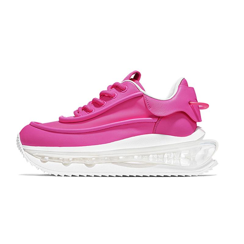 Opp France Rose Red All-match Height-enhancing Dad Shoes For Women Shock-absorbing Casual Shoes
