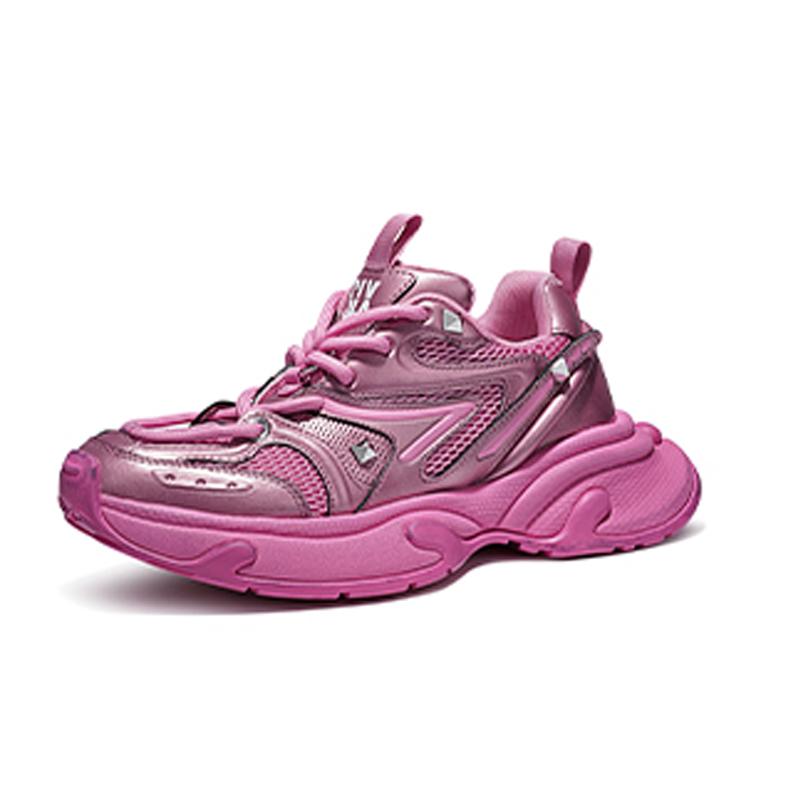 Opp France Rose Red Women’s Retro Dad Shoes Summer Breathable Mesh Casual Shoes