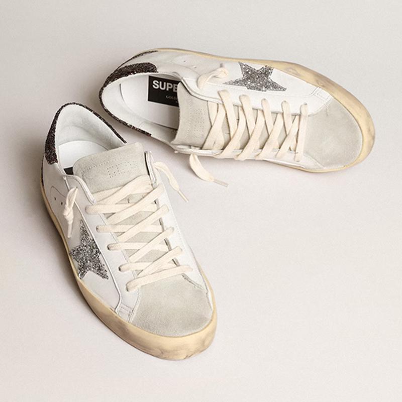 Opp France Sequined Black Tail Silver Star Women’s Retro Low-top Casual Shoes