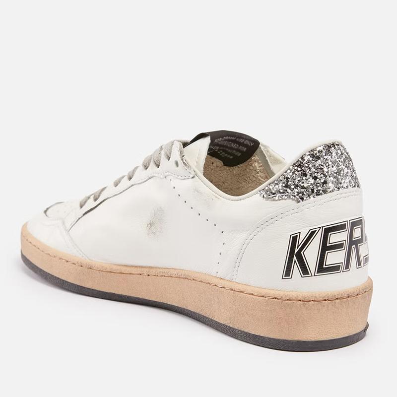 Opp France Sequined Silver Star White Lace-up Women’s Casual Shoes