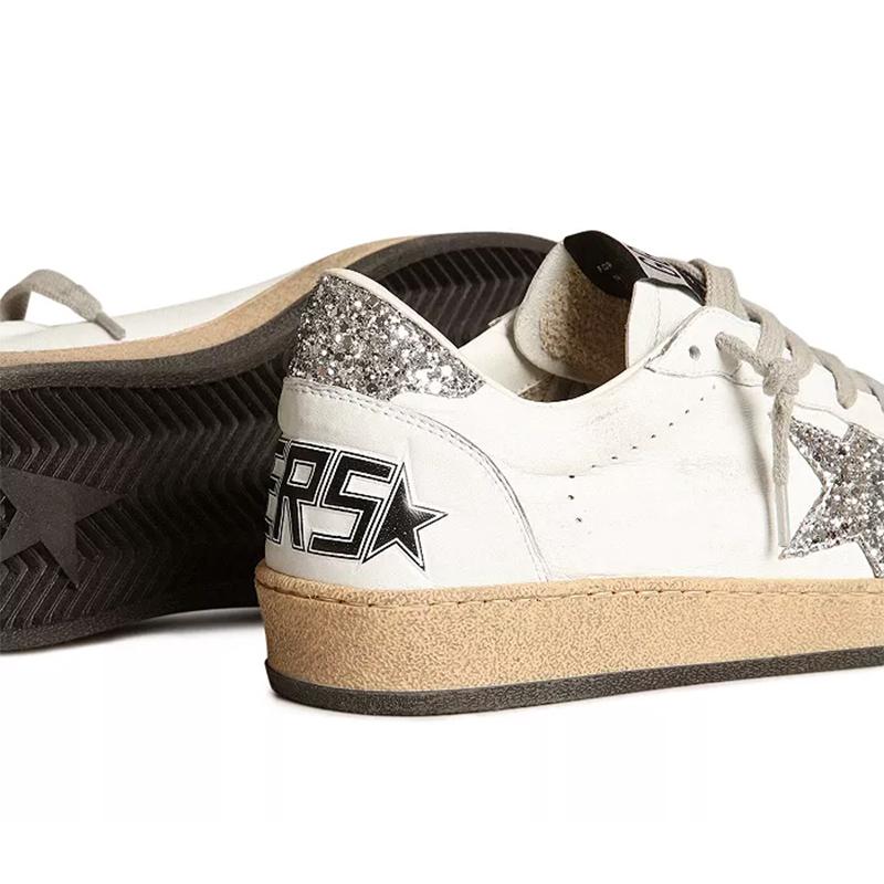 Opp France Sequined Silver Star White Lace-up Women’s Casual Shoes