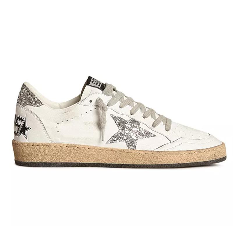 opp france Sequined silver star white lace-up women’s casual shoes