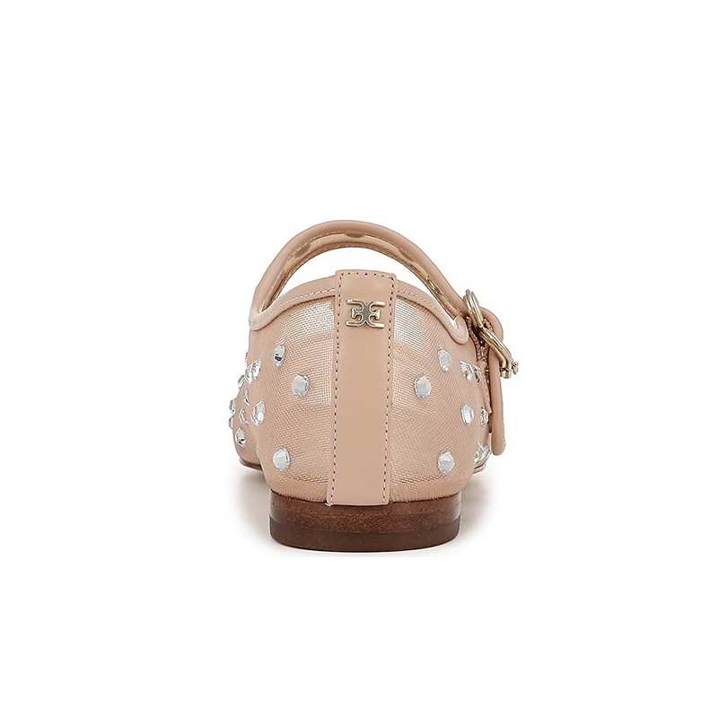 Opp France Shine Mesh Gem Embellished Mary Jane Flats