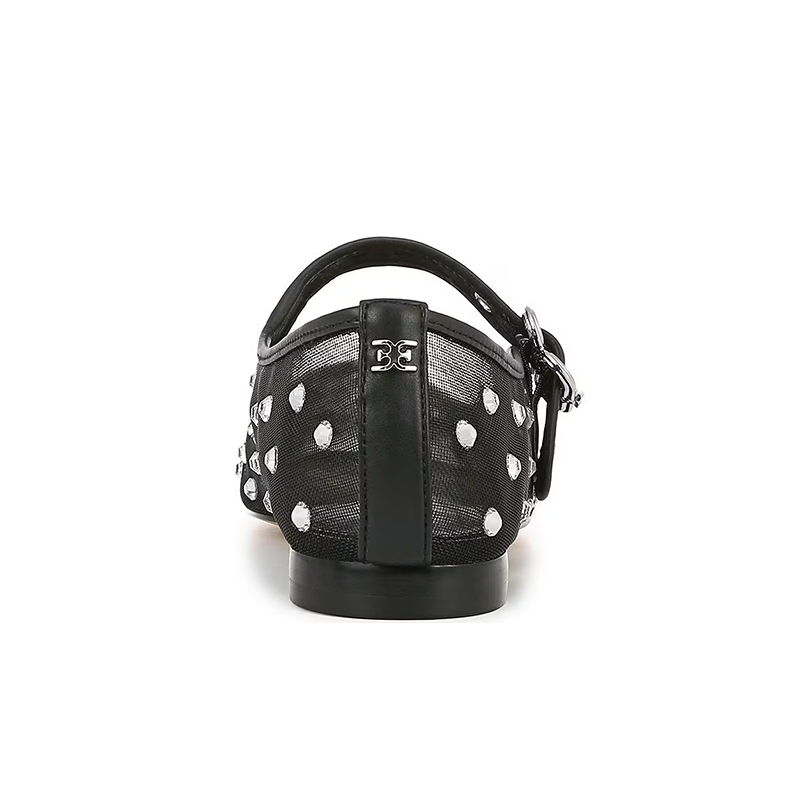 Opp France Shine Mesh Gem Embellished Mary Jane Flats White